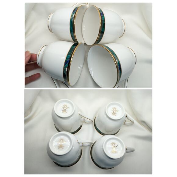 Set of 4 Lenox Kelly Debut Collection Cups and Saucers - 8 Pieces Green 6" USA - Picture 4 of 7